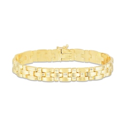 Diamond-Cut Basketweave Bracelet 14K Yellow Gold 7.25&quot;