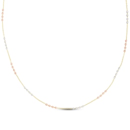 Diamond-Cut Bead Necklace 14K Tri-Tone Gold 17&quot;
