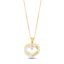 Double Heart Necklace 14K Two-Tone Gold 18&quot;