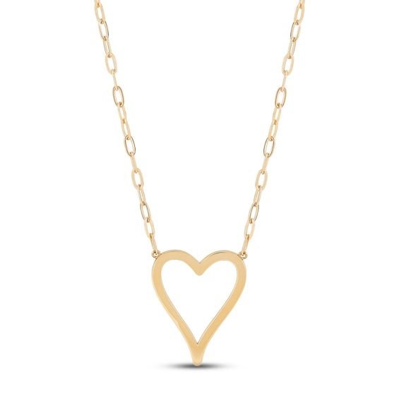 10K Gold Padlock Paperclip Pendant Necklace