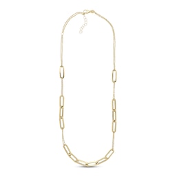 Paperclip Station Necklace 10K Yellow Gold 18&quot;