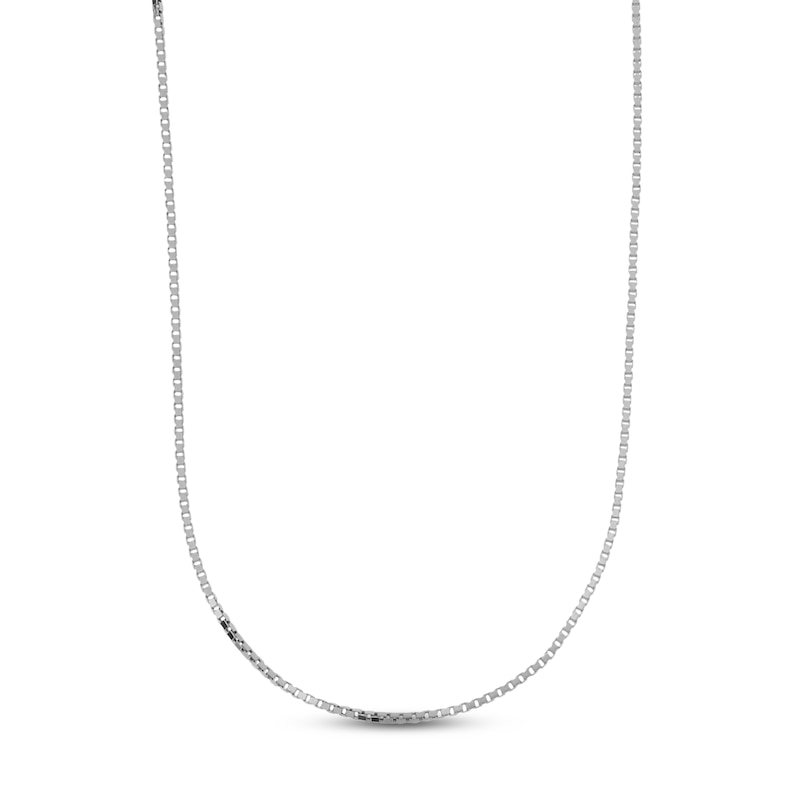 Main Image 1 of Hollow Square Box Chain Necklace 14K White Gold 18&quot;