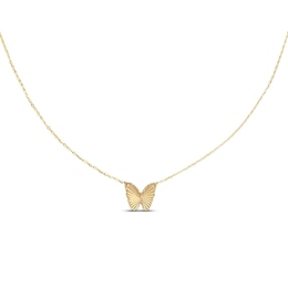 Diamond-cut Butterfly Necklace 10K Yellow Gold 18&quot;
