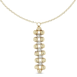 Diamond-cut Bead Drop Necklace 14K Two-Tone Gold 18&quot;