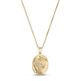 Angel Warrior Medallion Necklace 10K Yellow Gold 22&quot;