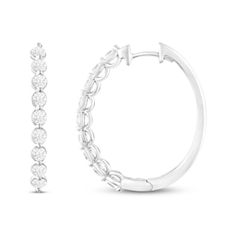 Lab-Grown Diamonds by KAY Oval Hoop Earrings 2 ct tw 14K White Gold