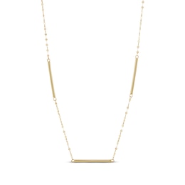 Bar Station Chain Necklace 10K Yellow Gold 18”