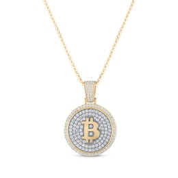 Men's Diamond &quot;B&quot; Medallion Necklace 2-1/10 ct tw 10K Yellow Gold 22&quot;