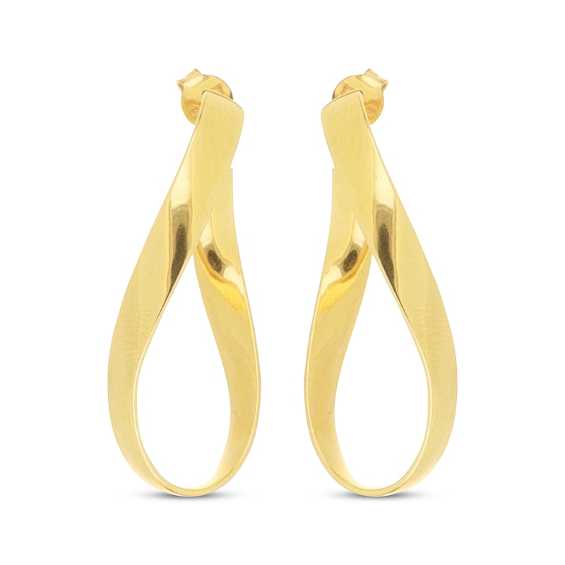 Main Image 2 of Ribbon Swirl Hoop Earrings 10K Yellow Gold