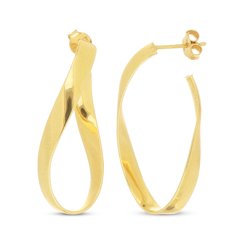 Main Image 3 of Ribbon Swirl Hoop Earrings 10K Yellow Gold