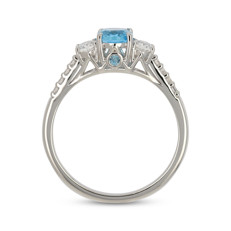 Oval-Cut Swiss Blue Topaz & White Lab-Created Sapphire Ring Sterling ...