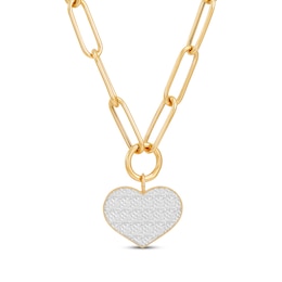 Diamond-Cut Heart Paperclip Necklace 14K Yellow Gold 18&quot;