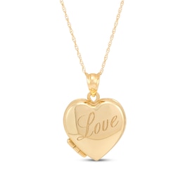 &quot;Love&quot; Engraved Heart Locket 10K Yellow Gold 18&quot;