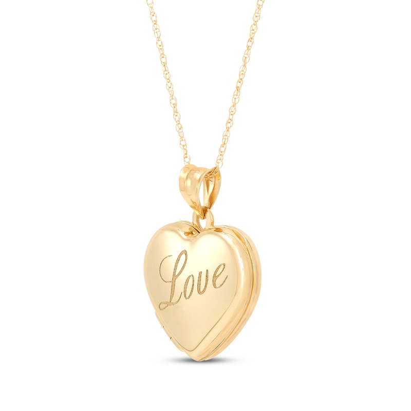 "Love" Engraved Heart Locket 10K Yellow Gold 18"