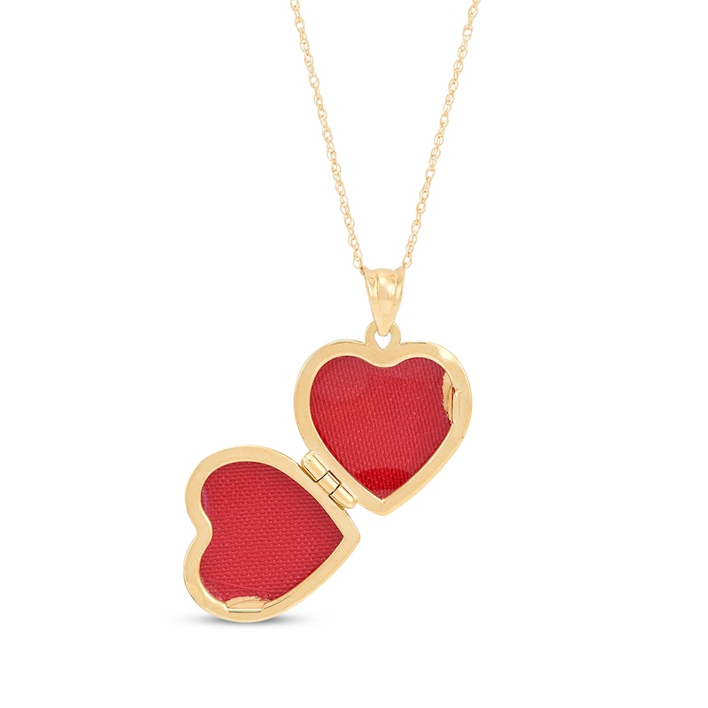 "Love" Engraved Heart Locket 10K Yellow Gold 18"