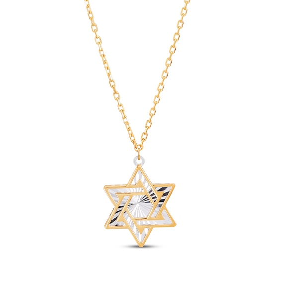 Star of David Necklace 14K Yellow Gold 17"