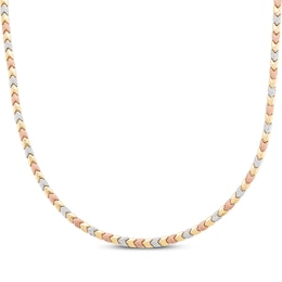 Chevron Link Necklace 10K Tri-Tone Gold 18&quot;