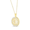 Thumbnail Image 1 of Diamond Hearts & Flower Medallion Necklace 1/6 ct tw 10K Yellow Gold 18"