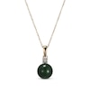 Thumbnail Image 1 of Jade Bead & Diamond Accent Necklace 14K Yellow Gold 18&quot;