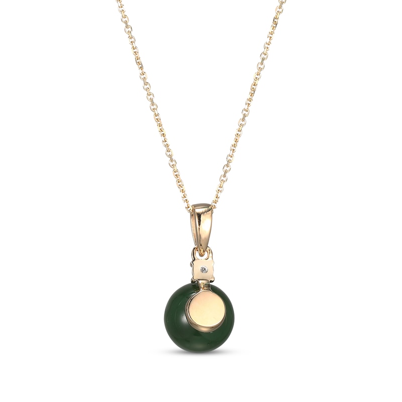 Main Image 3 of Jade Bead & Diamond Accent Necklace 14K Yellow Gold 18&quot;