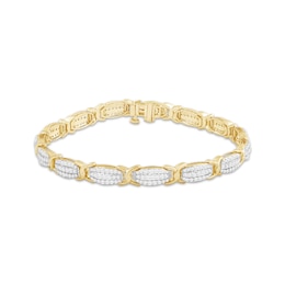 Diamond Ellipse Link Bracelet 2 ct tw 10K Yellow Gold 7.25&quot;