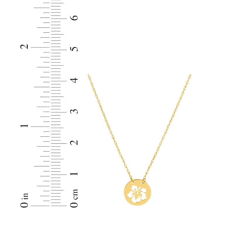 Main Image 3 of Hibiscus Flower Cutout Charm Necklace 14K Yellow Gold 18&quot;