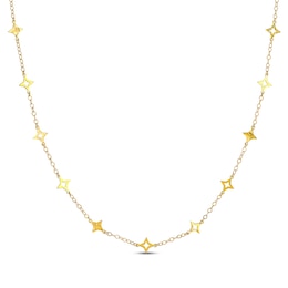 Four-Point Star Station Necklace 14K Yellow Gold 18&quot;