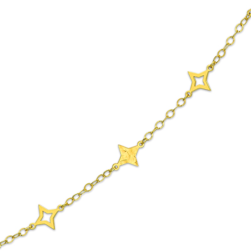 Main Image 2 of Four-Point Star Station Necklace 14K Yellow Gold 18&quot;