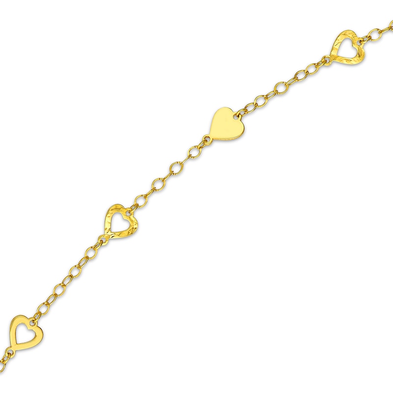 Main Image 2 of Hearts Station Necklace 14K Yellow Gold 18&quot;