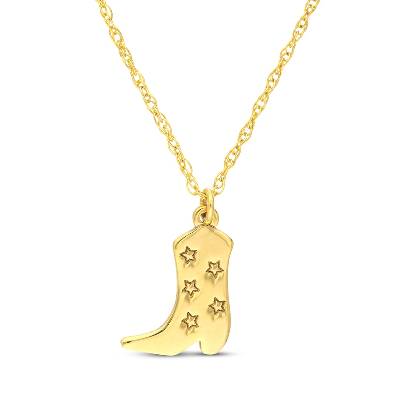 Cowboy Boot Necklace 14K Yellow Gold 18"