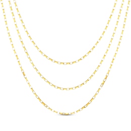 Three-Strand Solid Box Chain Necklace 14K Yellow Gold 18&quot;