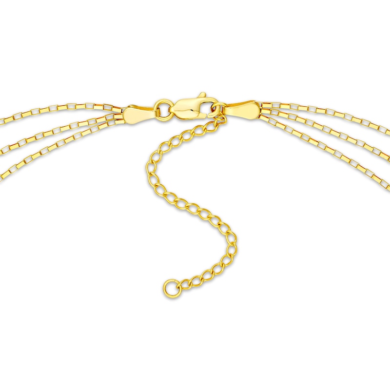 Main Image 2 of Three-Strand Solid Box Chain Necklace 14K Yellow Gold 18&quot;