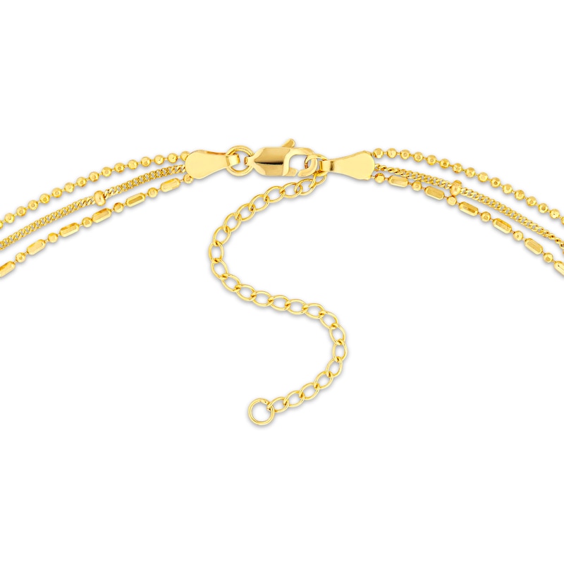 Main Image 3 of Mixed Bead Three-Strand Chain Necklace 14K Yellow Gold 18&quot;