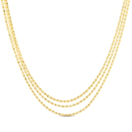 Layered Solid Valentino Chain Necklace 14K Yellow Gold 18&quot;