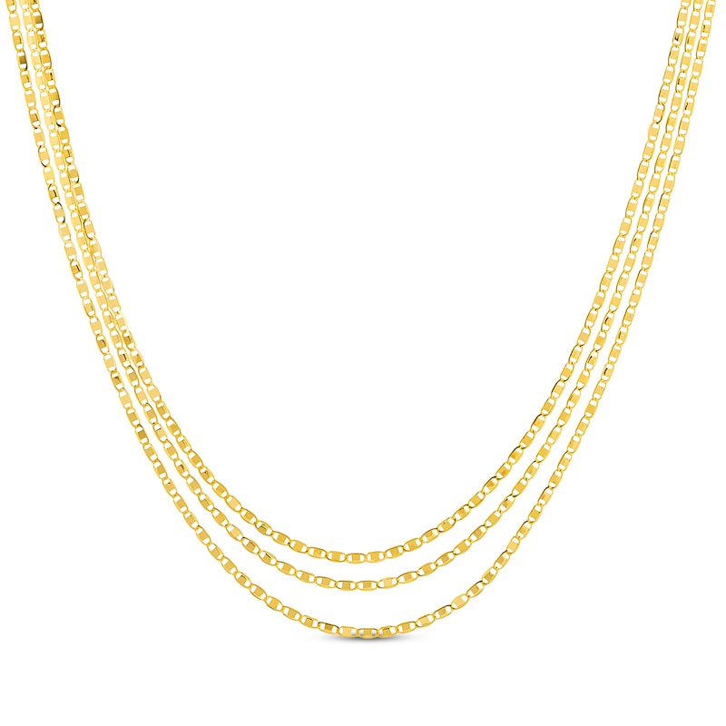 Main Image 1 of Layered Solid Valentino Chain Necklace 14K Yellow Gold 18&quot;