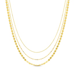 Three-Strand Chain Necklace 14K Yellow Gold 18&quot;