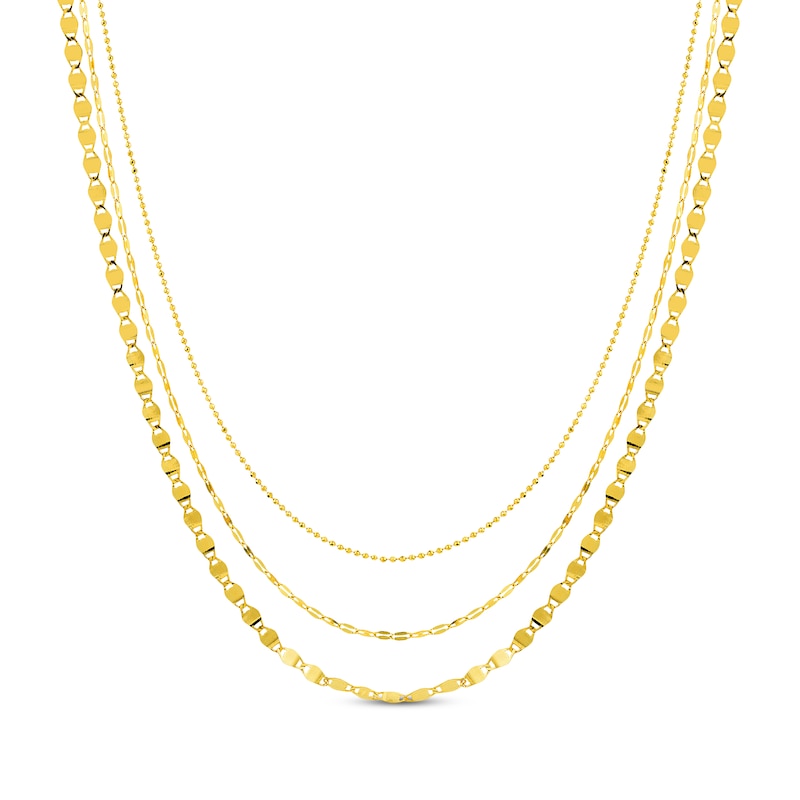 Main Image 1 of Three-Strand Chain Necklace 14K Yellow Gold 18&quot;