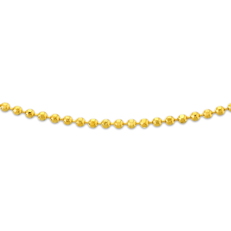 Diamond-Cut Solid Bead Chain Choker Necklace 14K Yellow Gold 16"