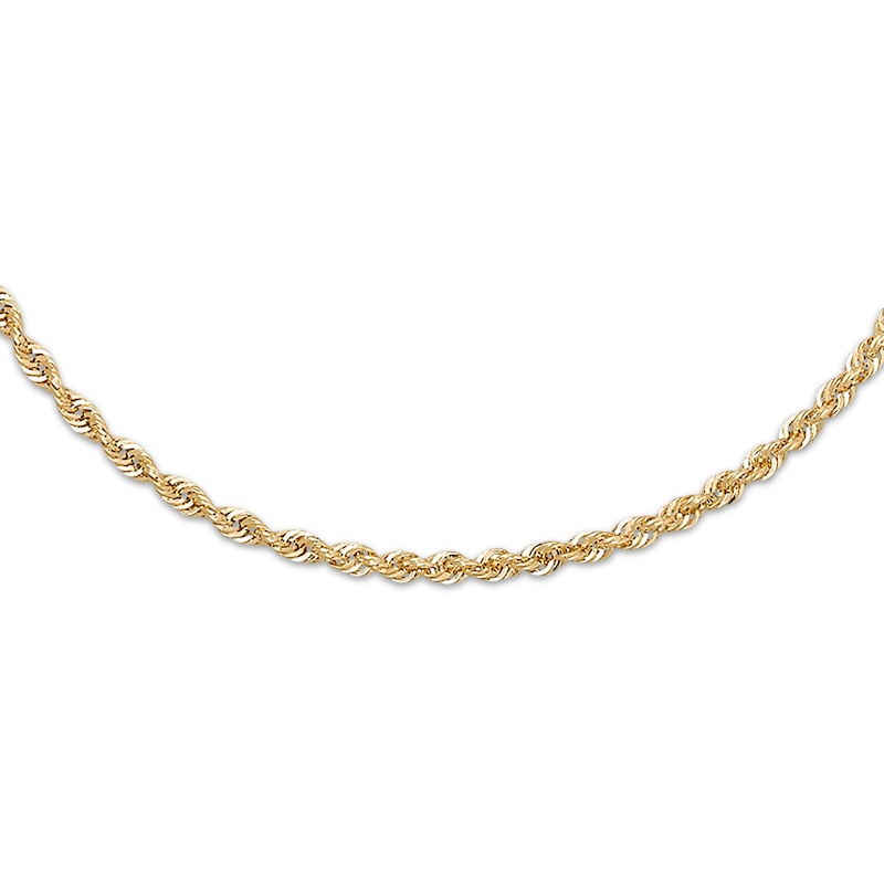 Main Image 1 of Rope Necklace Semi-Solid 14K Yellow Gold 18&quot;