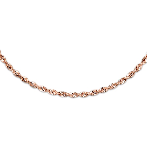 Semi-Solid Rope Necklace 14K Rose Gold 22"