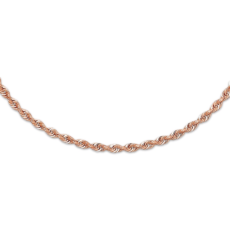 Main Image 1 of Semi-Solid Rope Necklace 14K Rose Gold 22&quot;