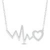 Thumbnail Image 0 of Diamond Heartbeat & Heart Outline Necklace 1/15 ct tw Sterling Silver 18"