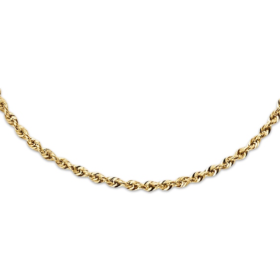Hollow Rope Necklace 14K Yellow Gold 24"