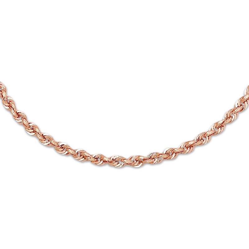 Semi-Solid Rope Necklace 14K Rose Gold 20"