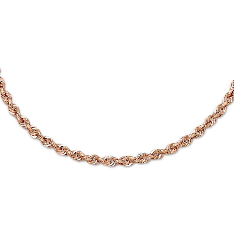 Main Image 1 of Semi-Solid Rope Necklace 14K Rose Gold 24&quot;