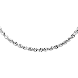 Rope Necklace Semi-Solid 14K White Gold 22&quot;