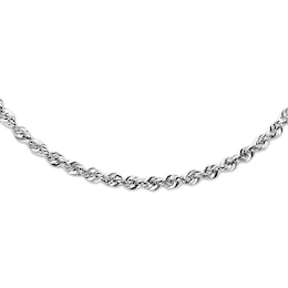 Semi-Solid Rope Necklace 14K White Gold 24&quot;