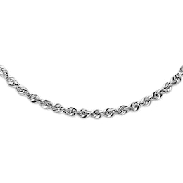 Semi-Solid Rope Necklace 14K White Gold 30&quot;