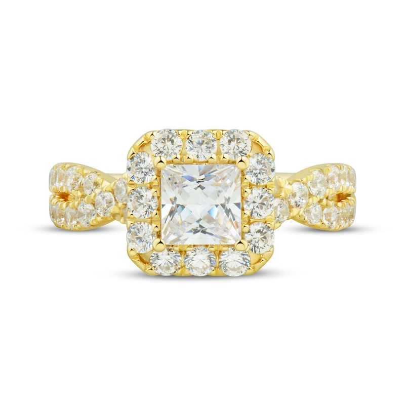 Main Image 3 of Princess-Cut Diamond Twist Shank Engagement Ring 2 ct tw 18K Yellow Gold