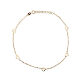 Heart Anklet 10K Yellow Gold 10&quot;